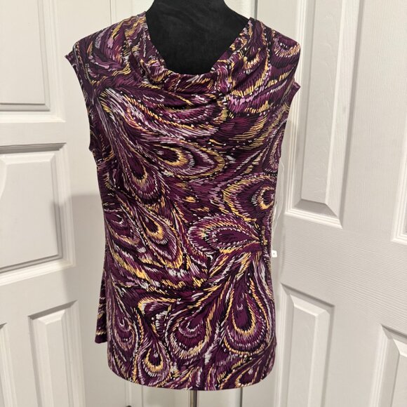 Black Label Tops - Black Label NWT by Evan-Picone Women's Sleeveless Blouse Plum Multi Color Small